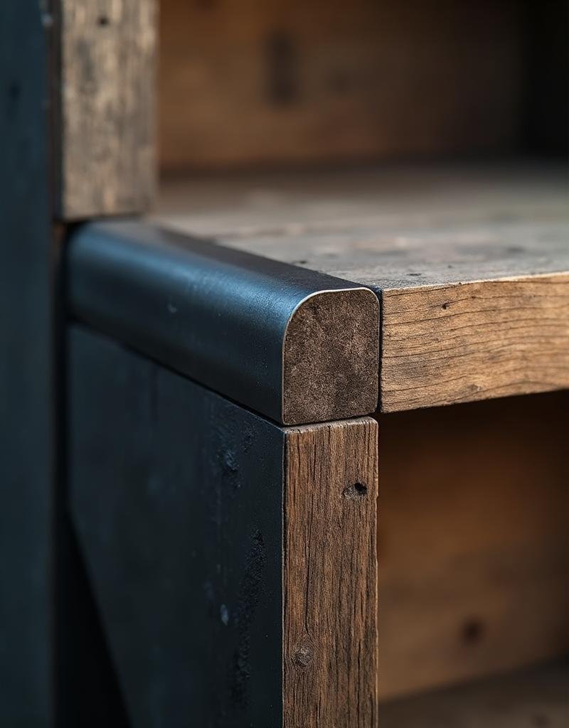 Détail habillage acier sur marche Blacksmith