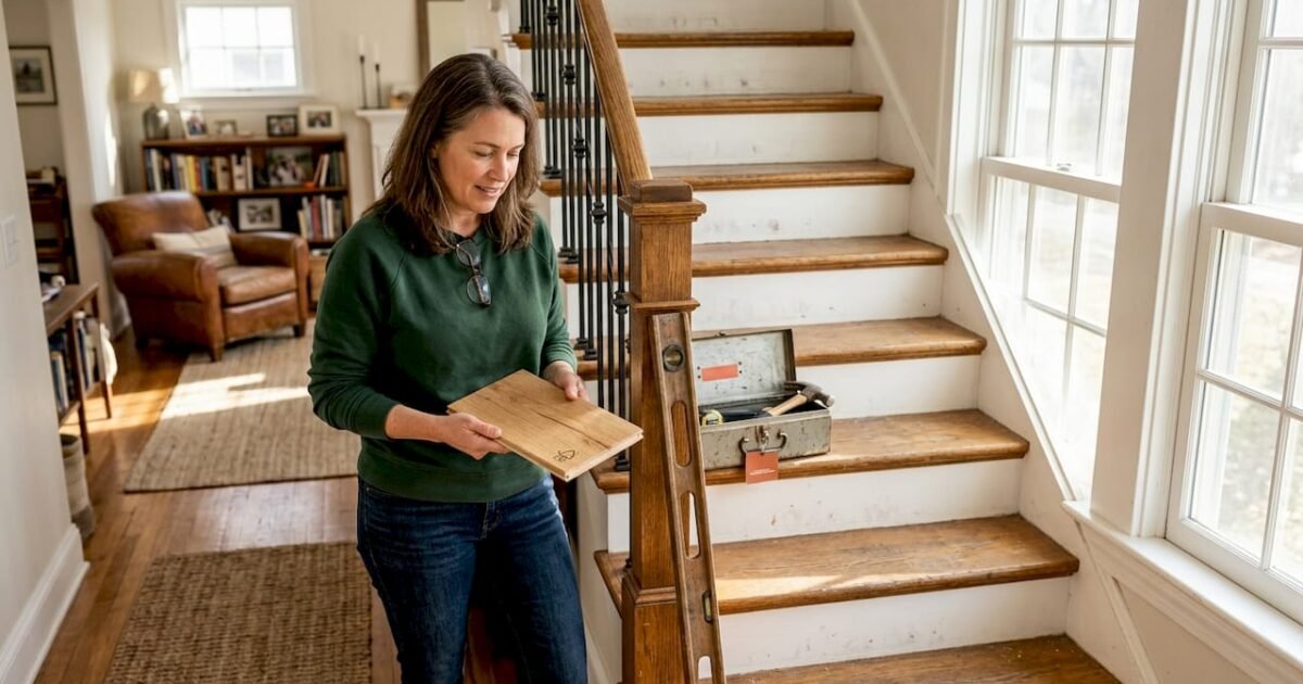 Propriétaire examinant les différents matériaux pour son escalier