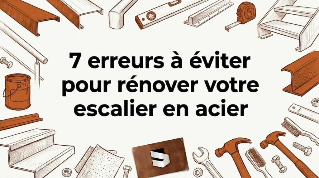 Illustration décorative en en-tête mettant en scène des outils d'escalier