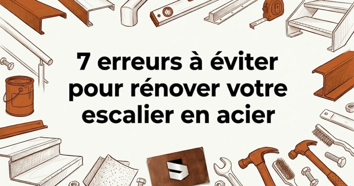 Illustration décorative en en-tête mettant en scène des outils d'escalier