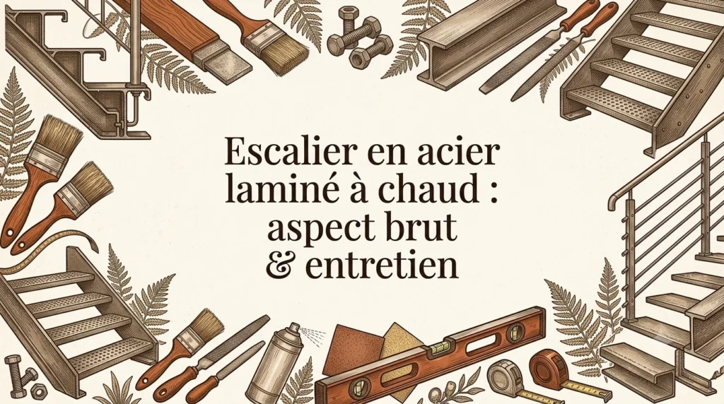 Escalier en acier laminé à chaud : aspect brut & entretien