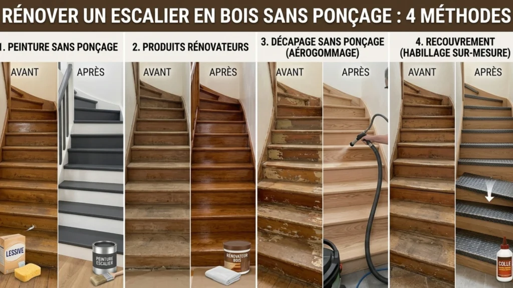 Renover un escalier en bois sans poncer : 4 methodes : avant et après