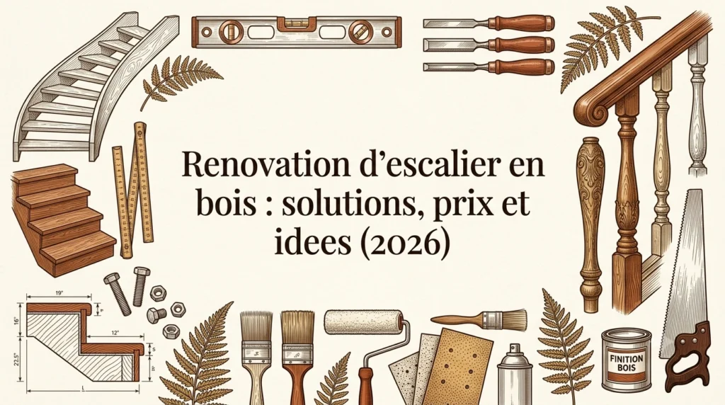 Rénovation d'escalier en bois : solutions, prix & idées