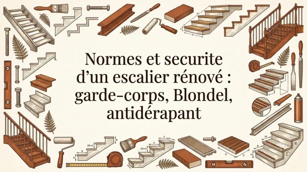 Normes et securite d'un escalier renove : garde-corps, Blondel, antiderapant