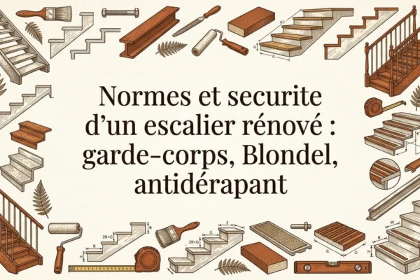 Normes et securite d'un escalier renove : garde-corps, Blondel, antiderapant
